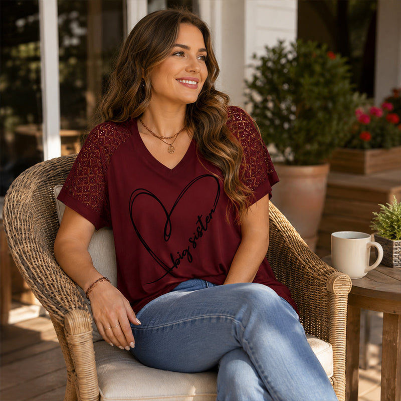 ⏰Last Day Sale 50% Off💃Elegant Lace Heart Tee