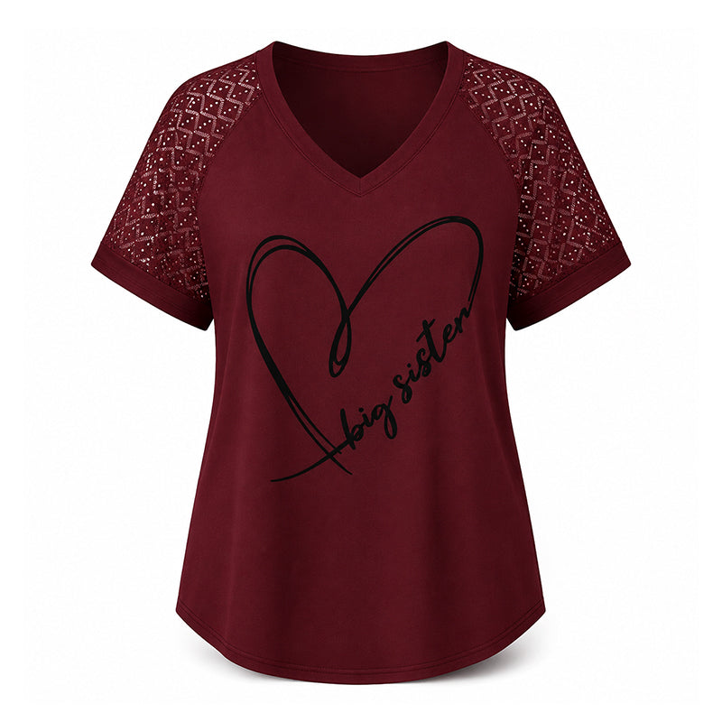 ⏰Last Day Sale 50% Off💃Elegant Lace Heart Tee