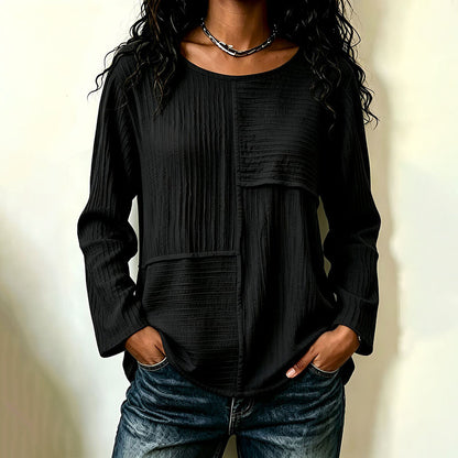 ⏰Last Day Sale 50% Off 💃Women's Crewneck Textured Patchwork Top