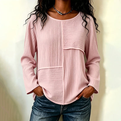 ⏰Last Day Sale 50% Off 💃Women's Crewneck Textured Patchwork Top