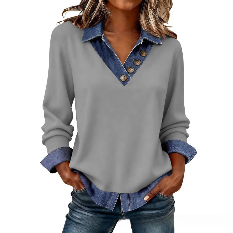 👖 LIMITED-TIME 50% OFF! ✨ Women's Casual Patchwork Long Sleeve Top