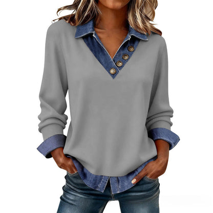 👖 LIMITED-TIME 50% OFF! ✨ Women's Casual Patchwork Long Sleeve Top