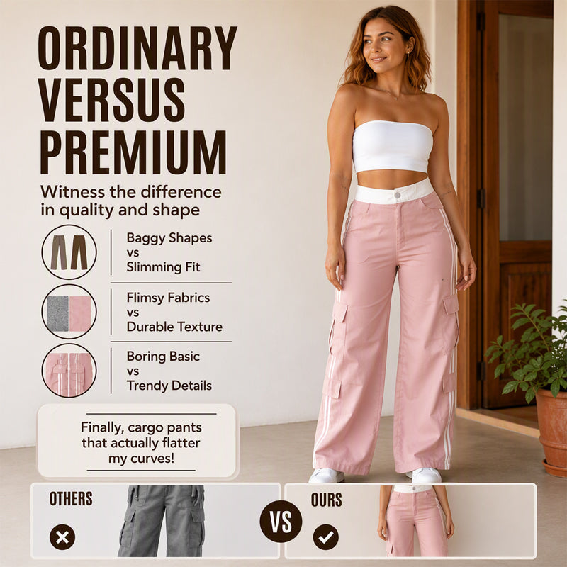 ⏰Last Day Sale 50% Off  👖 Women's Side Stripe Straight-Leg Cargo Pants