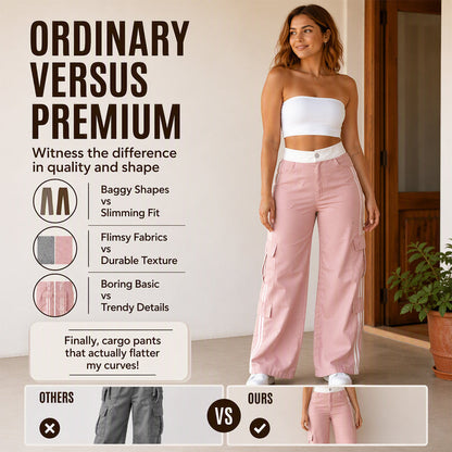 ⏰Last Day Sale 50% Off  👖 Women's Side Stripe Straight-Leg Cargo Pants