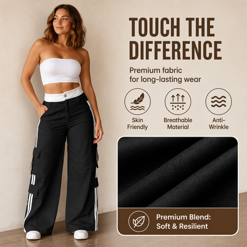 ⏰Last Day Sale 50% Off  👖 Women's Side Stripe Straight-Leg Cargo Pants