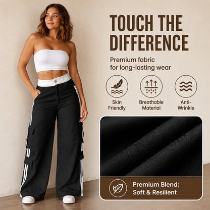 ⏰Last Day Sale 50% Off  👖 Women's Side Stripe Straight-Leg Cargo Pants