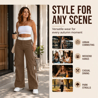 ⏰Last Day Sale 50% Off  👖 Women's Side Stripe Straight-Leg Cargo Pants
