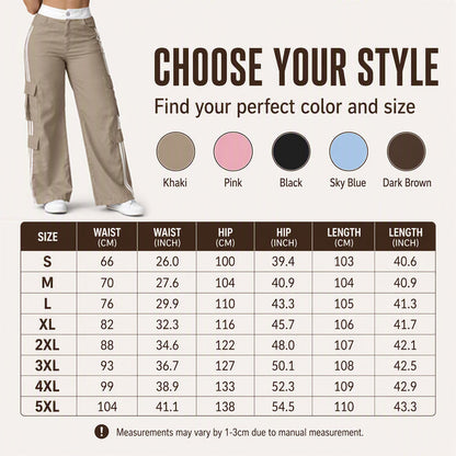 ⏰Last Day Sale 50% Off  👖 Women's Side Stripe Straight-Leg Cargo Pants