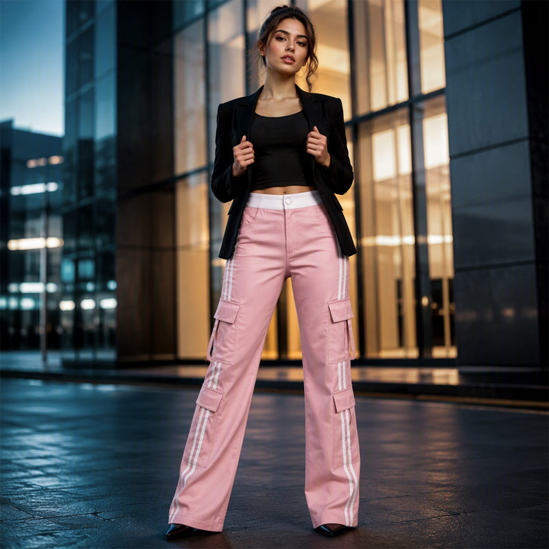 ⏰Last Day Sale 50% Off  👖 Women's Side Stripe Straight-Leg Cargo Pants