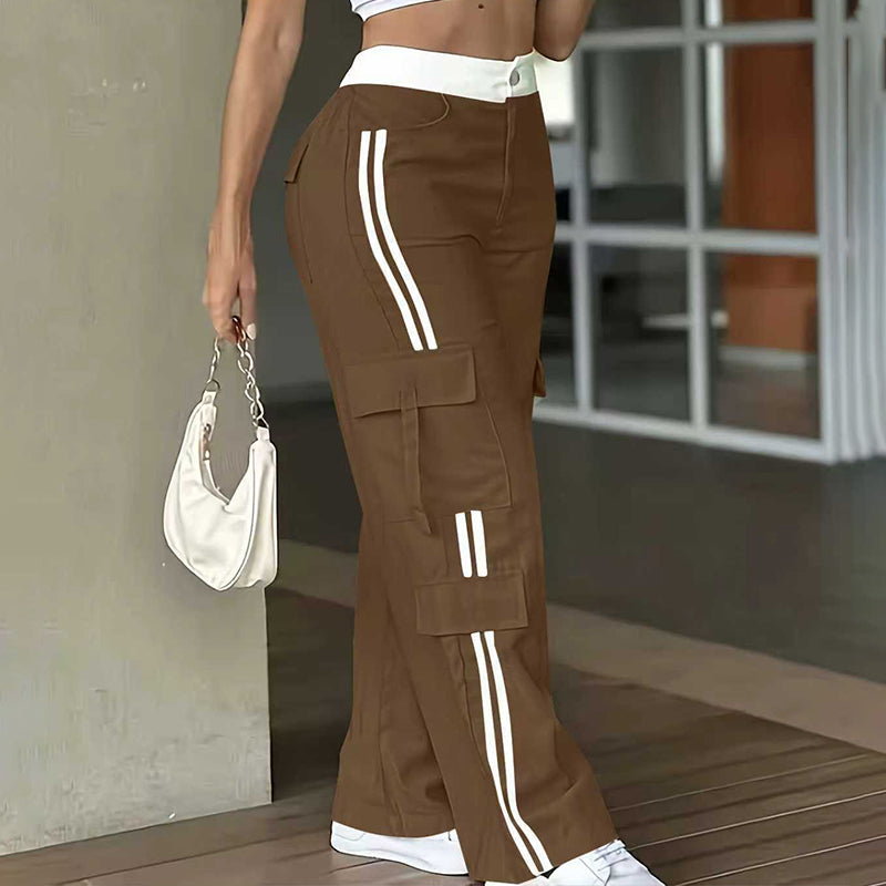⏰Last Day Sale 50% Off  👖 Women's Side Stripe Straight-Leg Cargo Pants