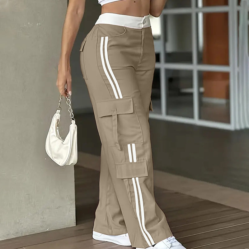⏰Last Day Sale 50% Off  👖 Women's Side Stripe Straight-Leg Cargo Pants
