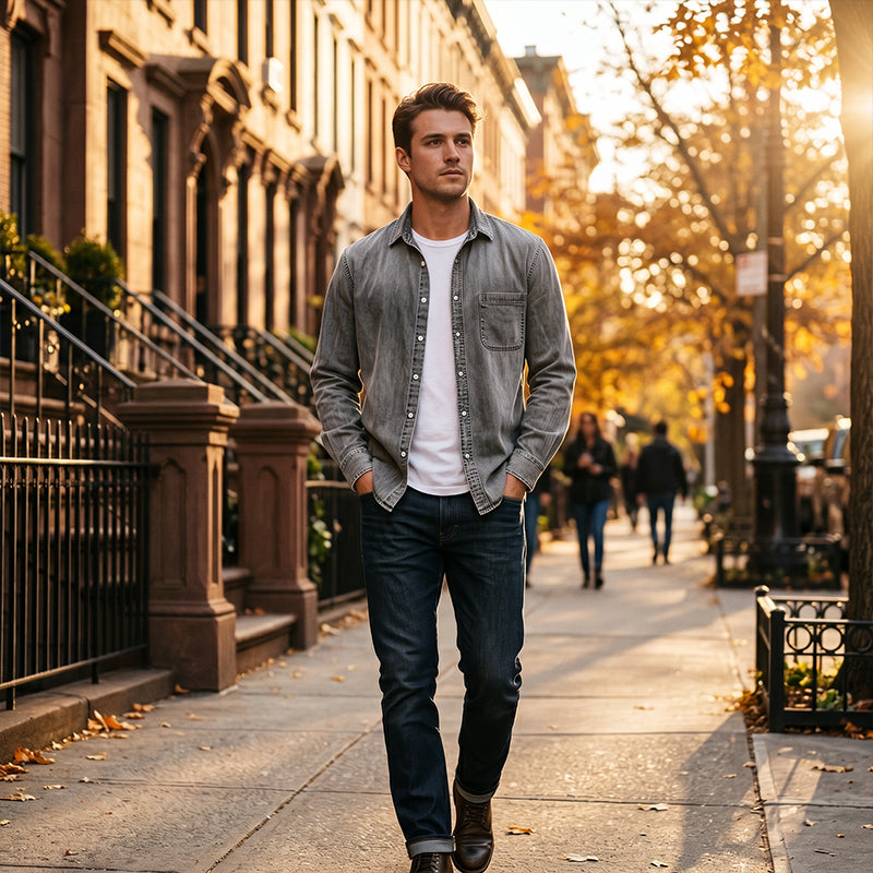 ⏰Last Day Sale 50% Off 💃 Men's Retro Washed Denim Shirt