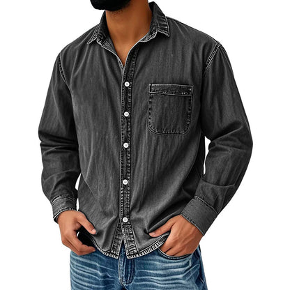 ⏰Last Day Sale 50% Off 💃 Men's Retro Washed Denim Shirt