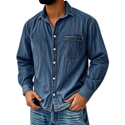 ⏰Last Day Sale 50% Off 💃 Men's Retro Washed Denim Shirt