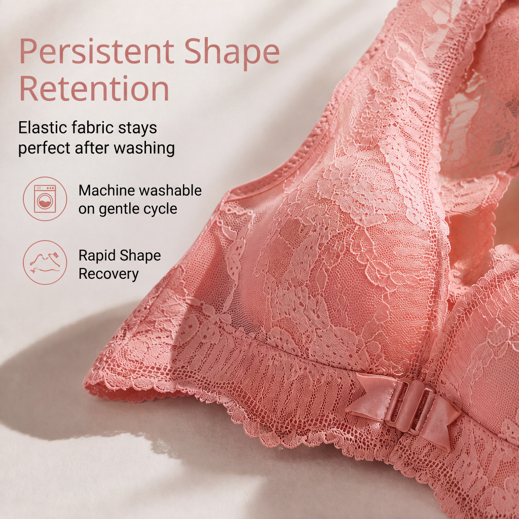 🌸 Women's Wire-Free Front Closure Lace Bra – Comfort, Support & Effortless Elegance