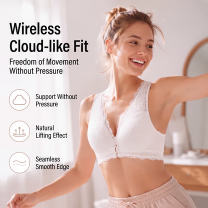 🌸 Women's Wire-Free Front Closure Lace Bra – Comfort, Support & Effortless Elegance
