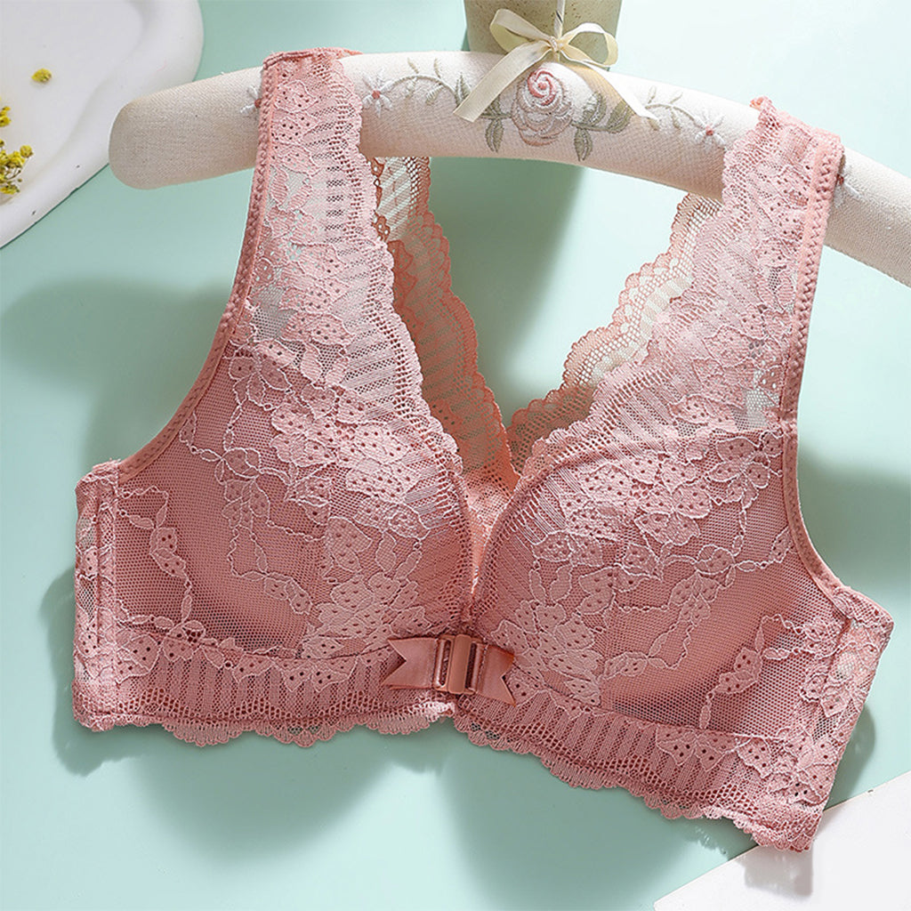 🌸 Women's Wire-Free Front Closure Lace Bra – Comfort, Support & Effortless Elegance
