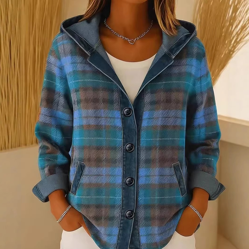 ⏰Last Day Sale 50% Off💃 Women's Denim Patchwork Hooded Jacket