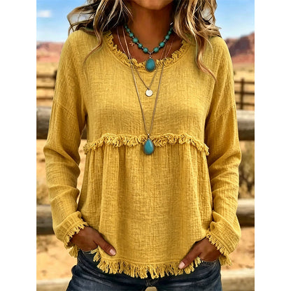 👚 ✨Women's Vintage Fringe Tassel Casual Top – Boho Charm Meets Everyday Comfort