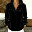 ⏰Last Day Sale 50% Off💃Women's Velvet Long Sleeve Button Down Collar Shirt