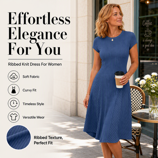 👖 LIMITED-TIME 50% OFF! ✨Women's Elegant Brushed Ribbed Knit Dress