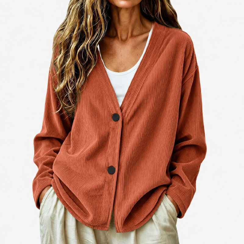 🧶✨ Women's V-Neck Corduroy Knit Cardigan – Cozy Comfort Meets Effortless Style