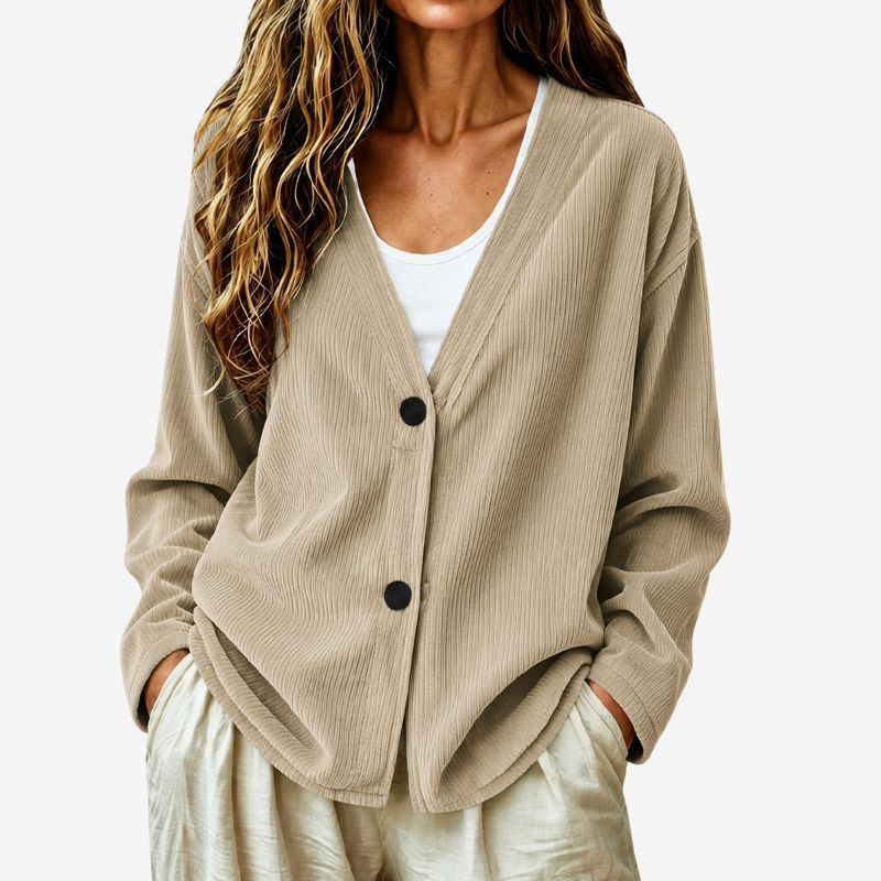 🧶✨ Women's V-Neck Corduroy Knit Cardigan – Cozy Comfort Meets Effortless Style