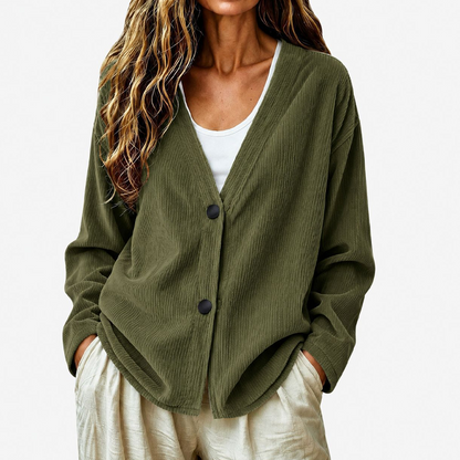 🧶✨ Women's V-Neck Corduroy Knit Cardigan – Cozy Comfort Meets Effortless Style