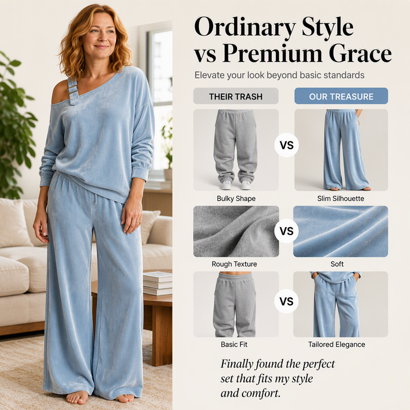 ⭐Women's Off-Shoulder Top & Wide-Leg Pants Set– Effortless Chic Meets Everyday Comfort