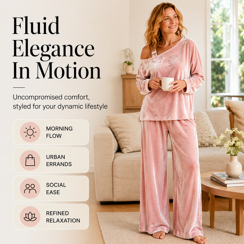 ⭐Women's Off-Shoulder Top & Wide-Leg Pants Set– Effortless Chic Meets Everyday Comfort