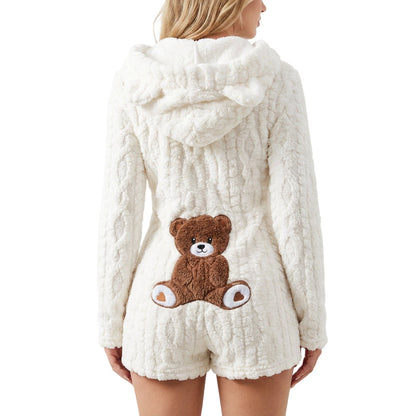 👖 LIMITED-TIME 50% OFF! ✨Women’s Plush Hooded Long Sleeve Romper