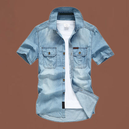 👖 LIMITED-TIME 50% OFF! ✨Men's Casual Denim Short Sleeve Shirt