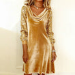 ⏰Last Day Sale 50% Off💃Women's Elegant Draped Neck Sequin Sleeve Dress