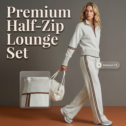 👚Seasonal Style - Half-Zip Top & Wide-Leg Pants Set – Cozy Turtleneck or Breezy V-Neck Styling