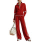 💫 One Set, Two Neckline Looks | Women's Half-Zip Wide-Leg Lounge Set ⚡ Free Shipping
