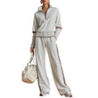 👚Seasonal Style - Half-Zip Top & Wide-Leg Pants Set – Cozy Turtleneck or Breezy V-Neck Styling