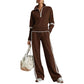 💫 One Set, Two Neckline Looks | Women's Half-Zip Wide-Leg Lounge Set ⚡ Free Shipping