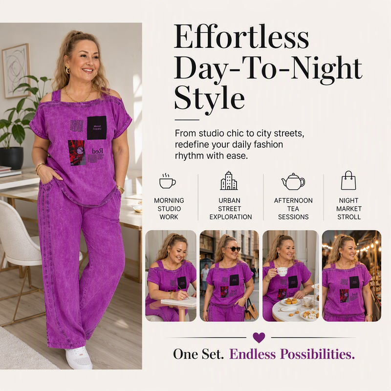 👖 LIMITED-TIME 50% OFF! ✨ Women's Off Shoulder Top & Wide Leg Pants