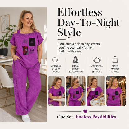 👖 LIMITED-TIME 50% OFF! ✨ Women's Off Shoulder Top & Wide Leg Pants