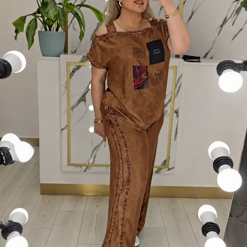 👖 LIMITED-TIME 50% OFF! ✨ Women's Off Shoulder Top & Wide Leg Pants