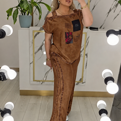 👖 LIMITED-TIME 50% OFF! ✨ Women's Off Shoulder Top & Wide Leg Pants