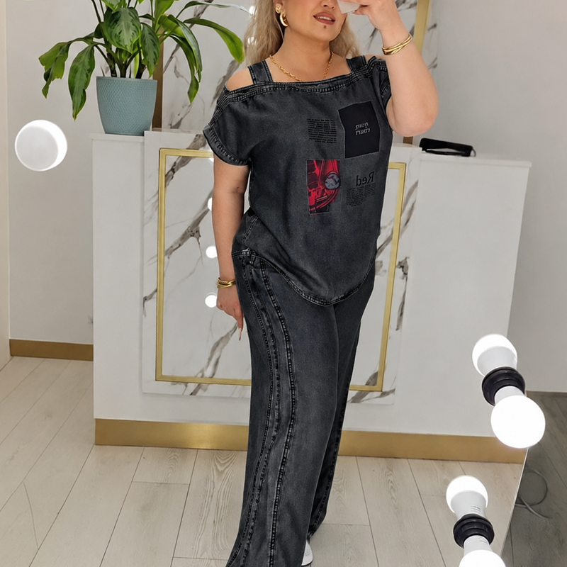 👖 LIMITED-TIME 50% OFF! ✨ Women's Off Shoulder Top & Wide Leg Pants