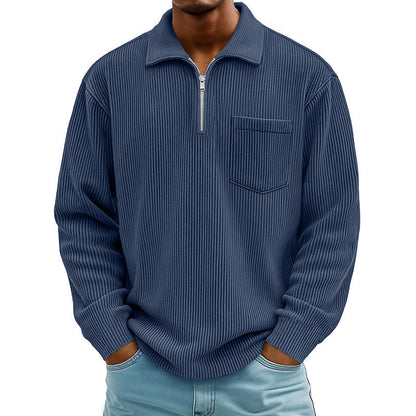 🍂 Men's Casual Ribbed Half Zip Sweater – Smart Comfort for Cooler Days