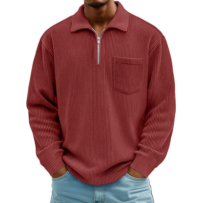🍂 Men's Casual Ribbed Half Zip Sweater – Smart Comfort for Cooler Days