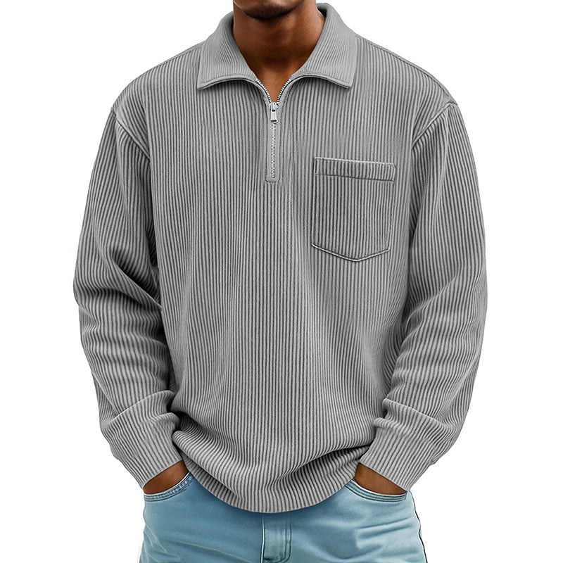 🍂 Men's Casual Ribbed Half Zip Sweater – Smart Comfort for Cooler Days