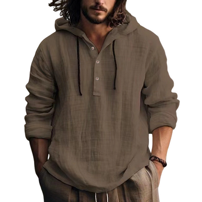 🍂 Men's Casual Long Sleeve Breathable Hooded Shirt – Easy Comfort for Cooler Days