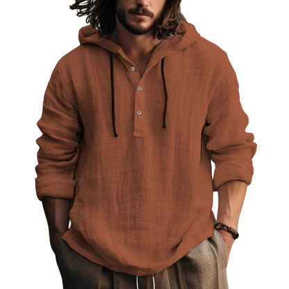🍂 Men's Casual Long Sleeve Breathable Hooded Shirt – Easy Comfort for Cooler Days