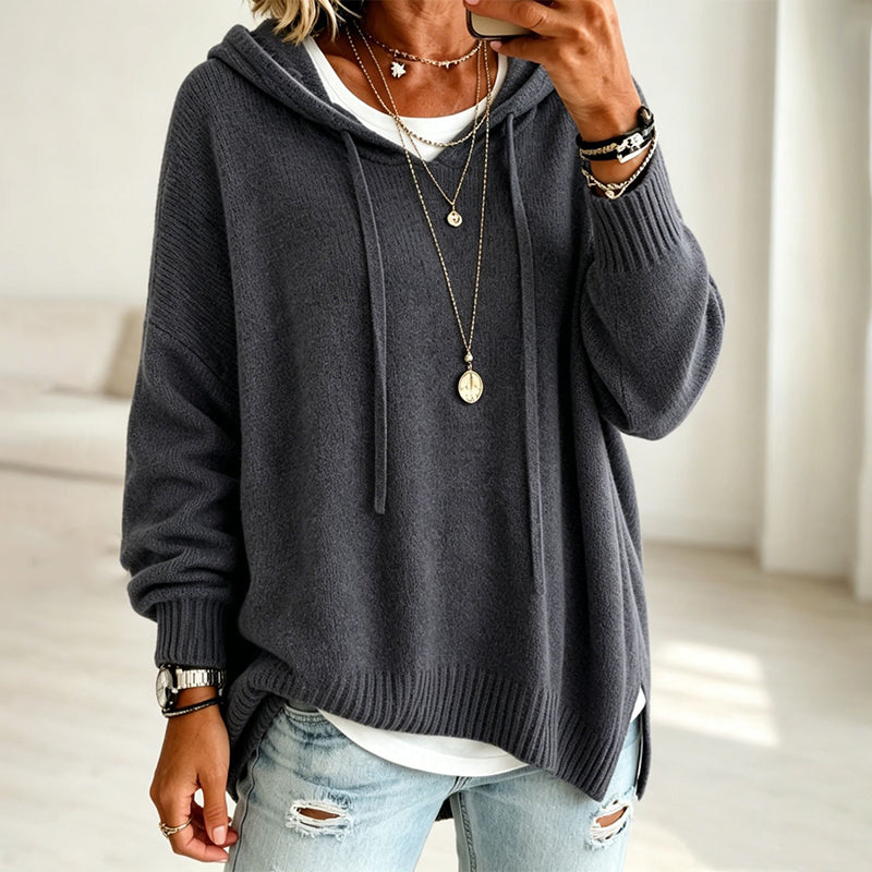 🍂 Women’s Casual Hooded Knit Sweater – Cozy Comfort Meets Effortless Autumn Style