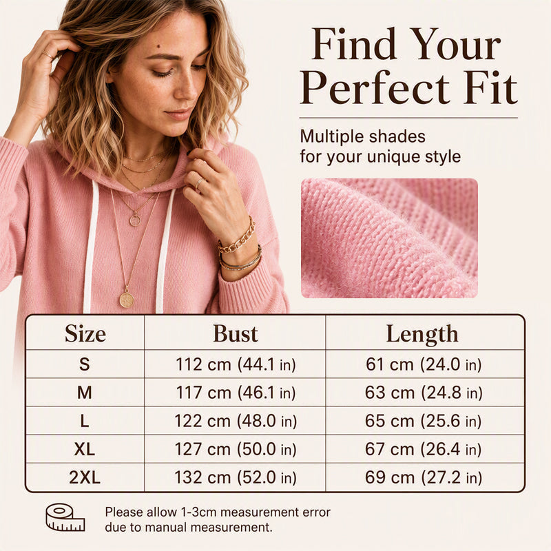 🍂 Women’s Casual Hooded Knit Sweater – Cozy Comfort Meets Effortless Autumn Style