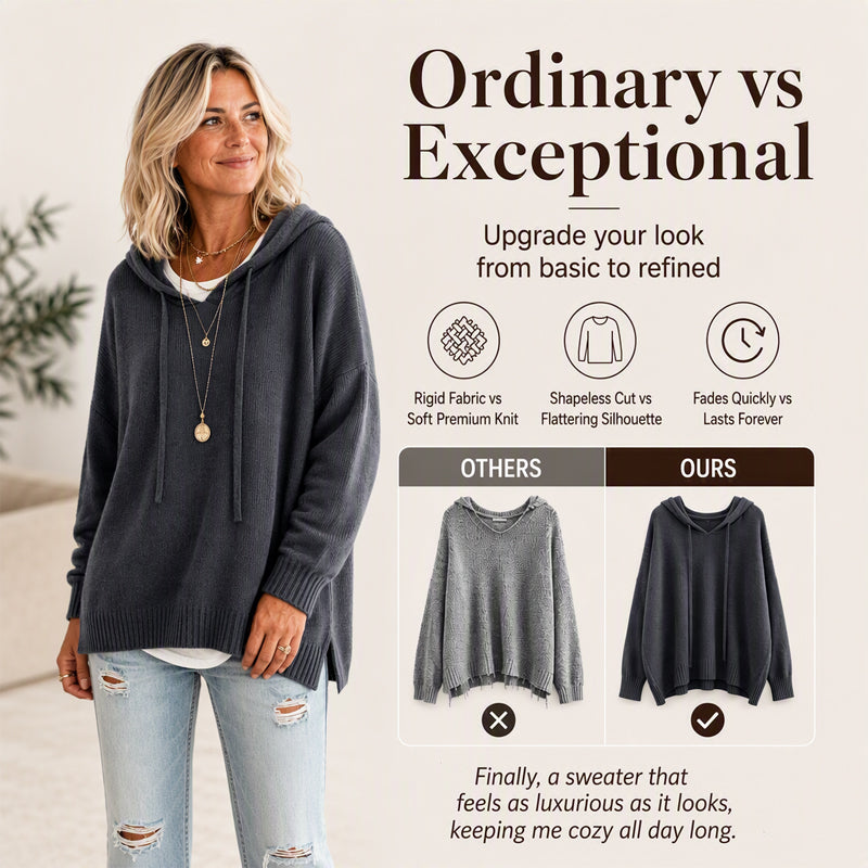 🍂 Women’s Casual Hooded Knit Sweater – Cozy Comfort Meets Effortless Autumn Style